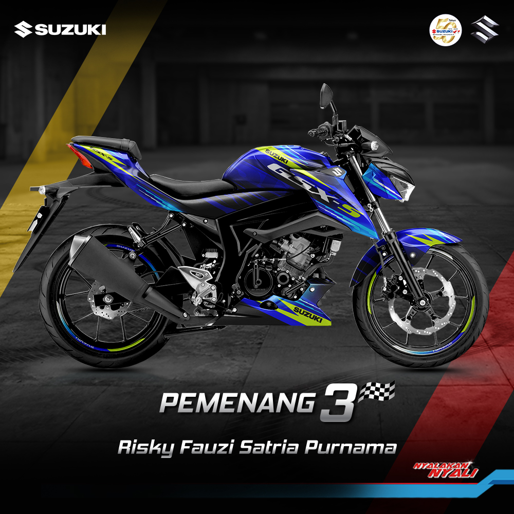 Kreatifitas terbaik dalam mendesain livery Suzuki GSX-S150 akhirnya terpilih menjadi Pemenang GSX Series Digital Modifikasi Periode 2